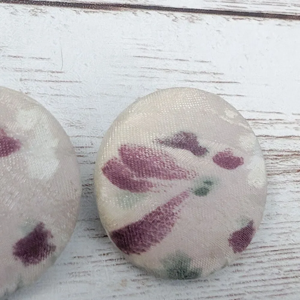 Vintage Clip On Earrings - Fabric Button Style 1 & 1/8